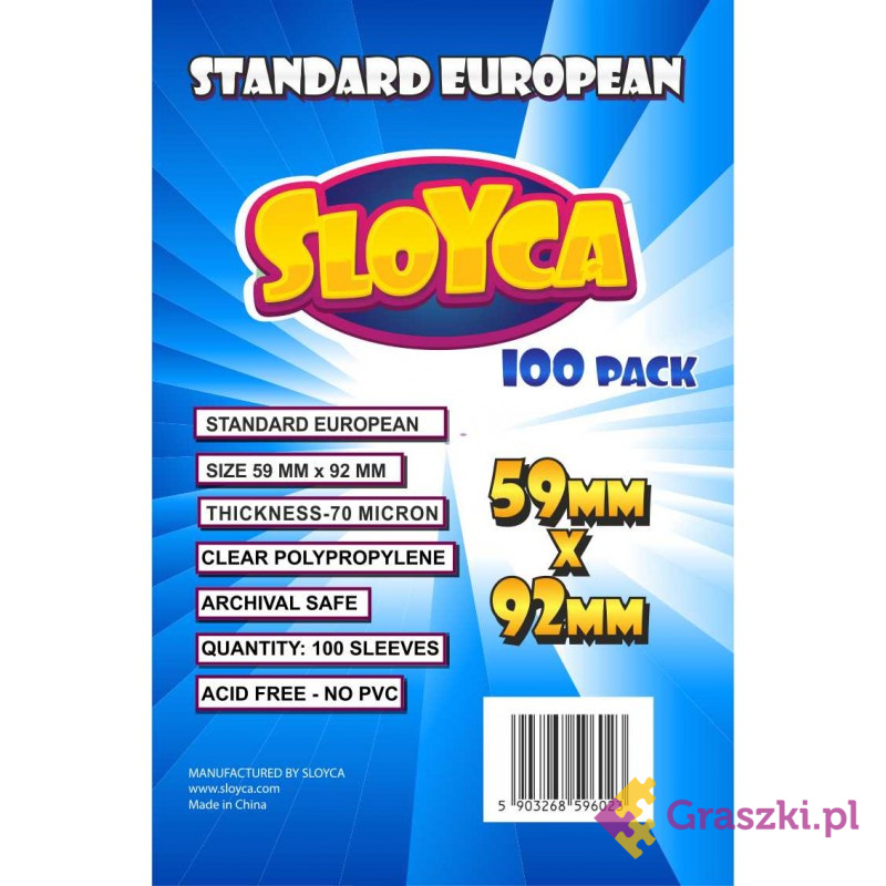 Koszulki na karty Sloyca (59x92 mm) Standard European, 100 sztuk